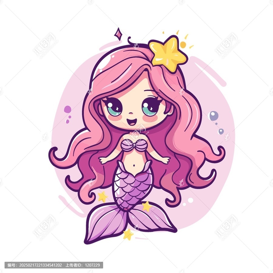 可愛美人魚插畫