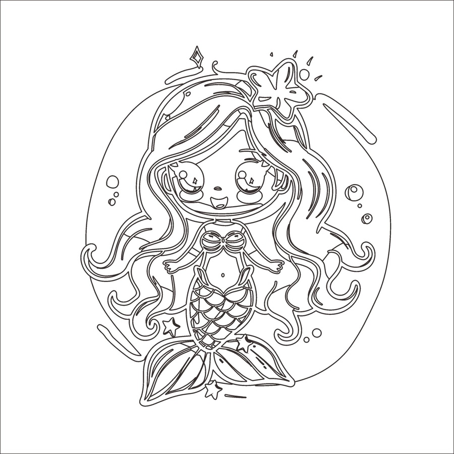 可愛美人魚插畫