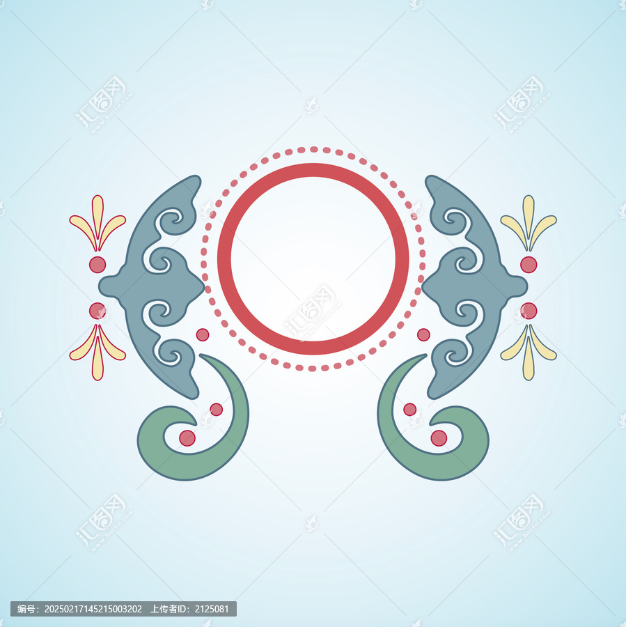 中國(guó)傳統(tǒng)紋樣對(duì)稱卷曲祥云卷草紋