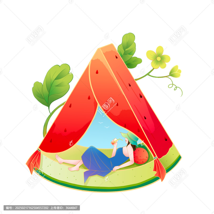 夏天創(chuàng)意西瓜插畫元素