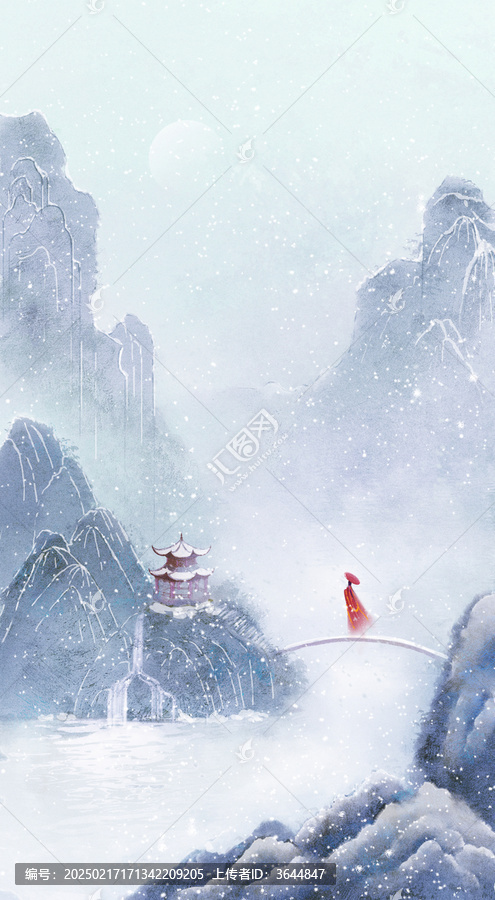 唯美古風(fēng)冬天大雪紛飛