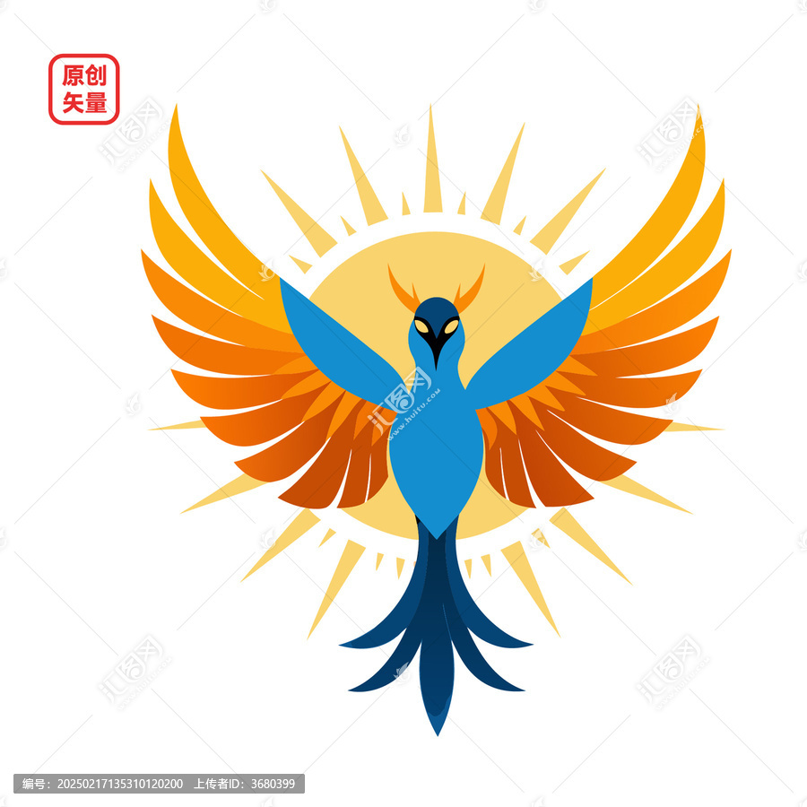矢量插畫動物簡約展示鳳凰鳥
