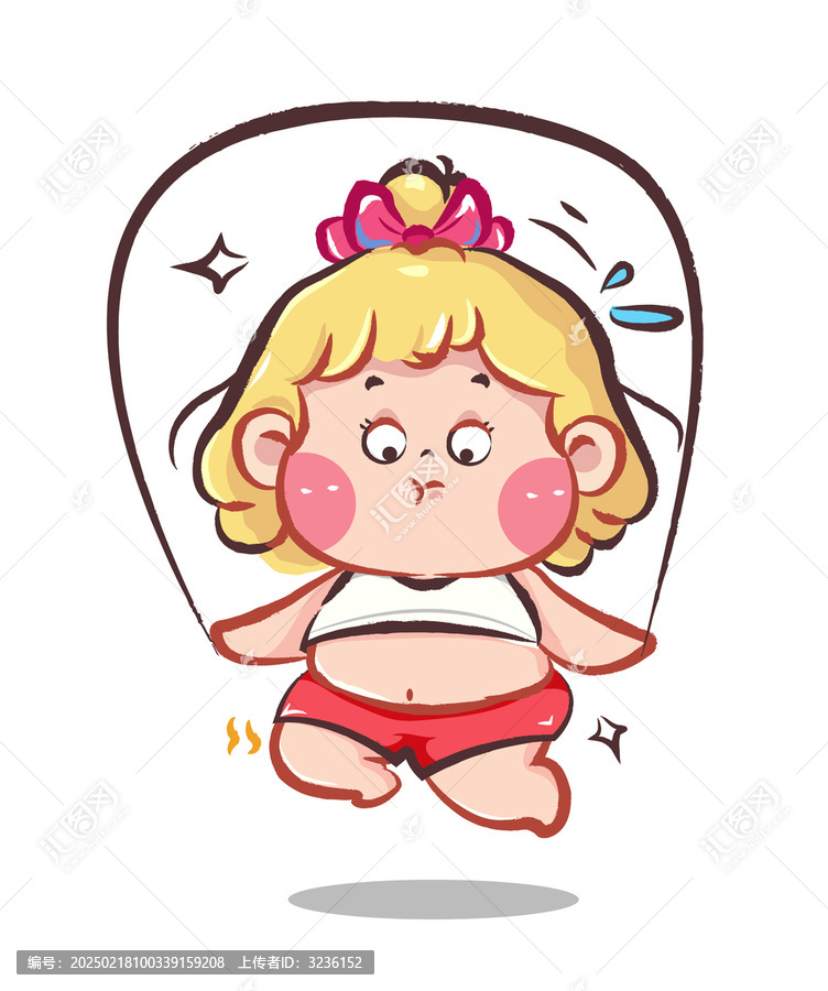 小胖女孩跳繩