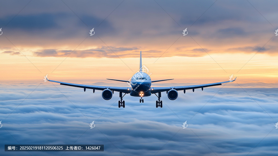 日出云海中的飛機(jī)