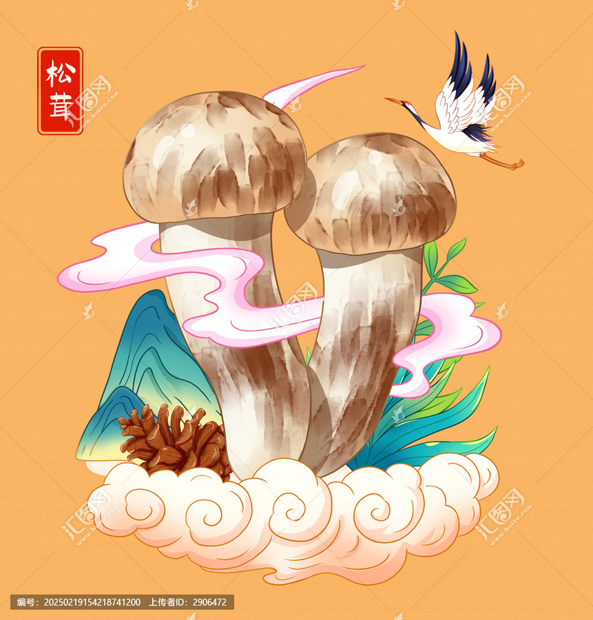 松茸插畫手繪