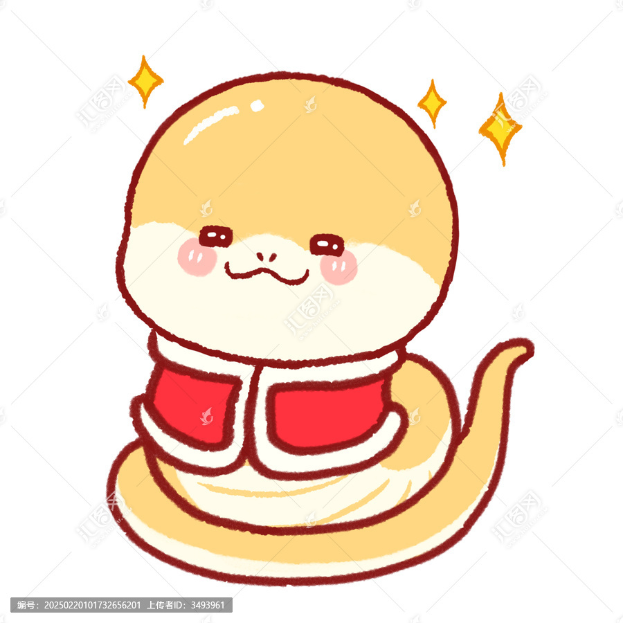盤坐等發(fā)財蛇年卡通畫