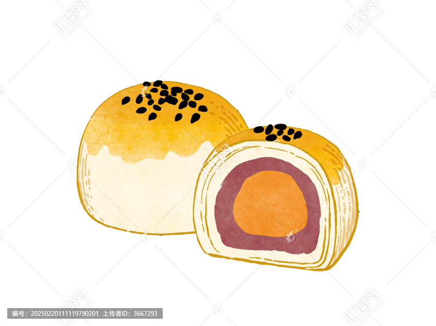 手繪糕點(diǎn)蛋黃酥插畫