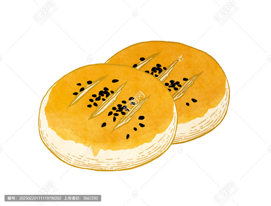 手繪糕點(diǎn)老婆餅插畫(huà)