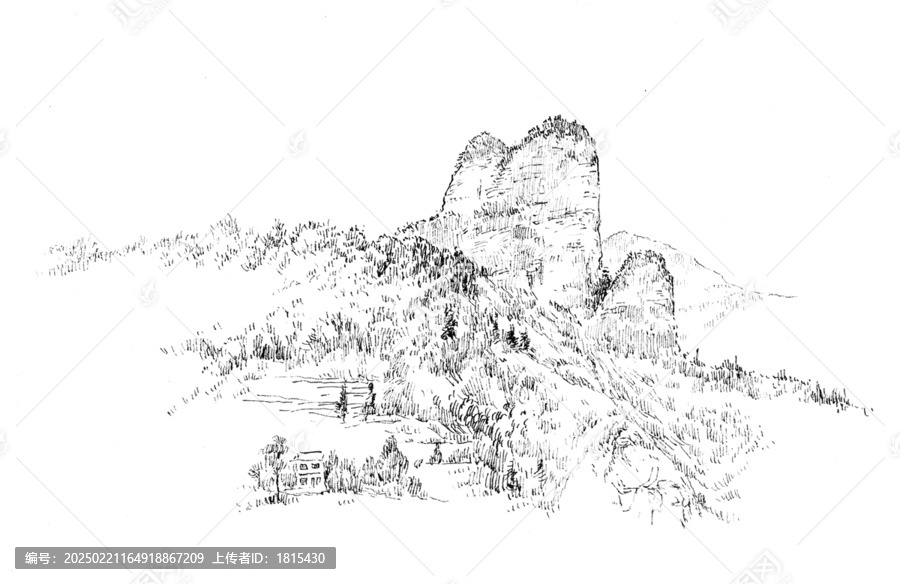 湖南邵陽市崀山景區(qū)鋼筆畫