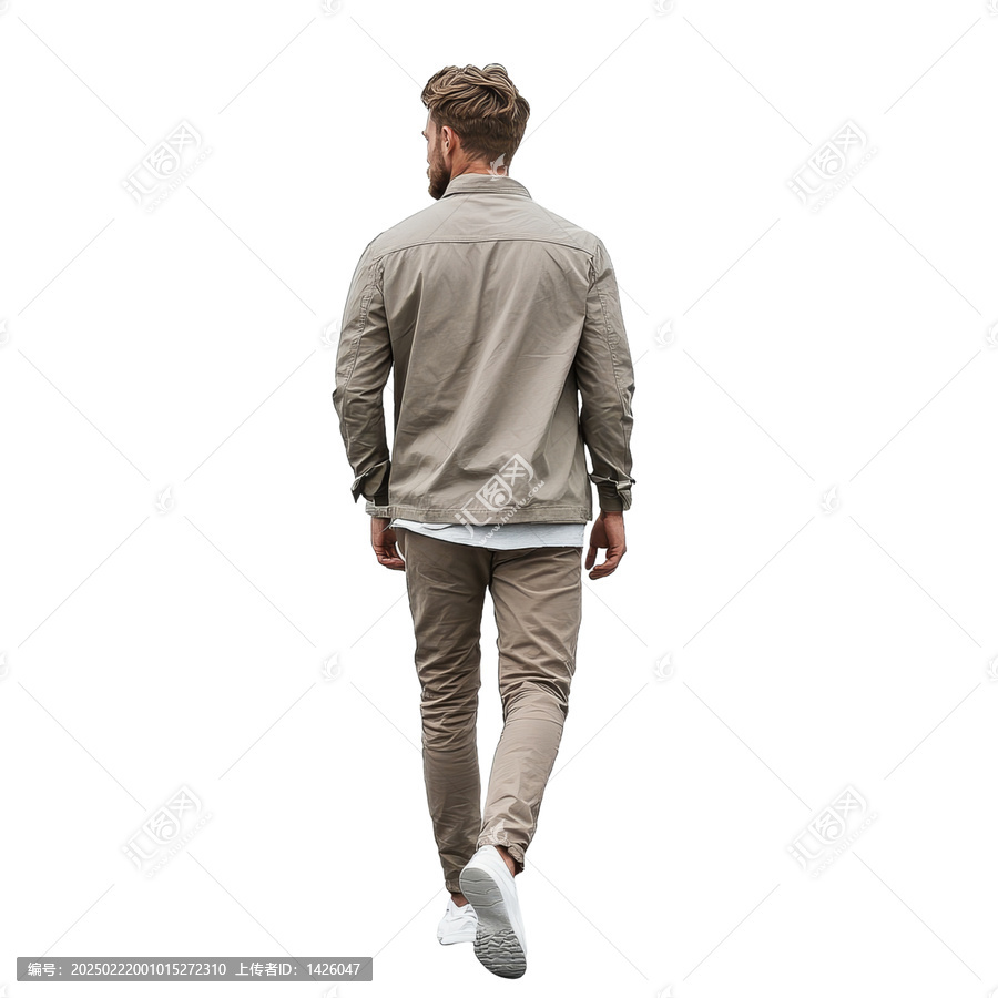 [免摳素材]時(shí)尚男士卡其色夾克和褲子