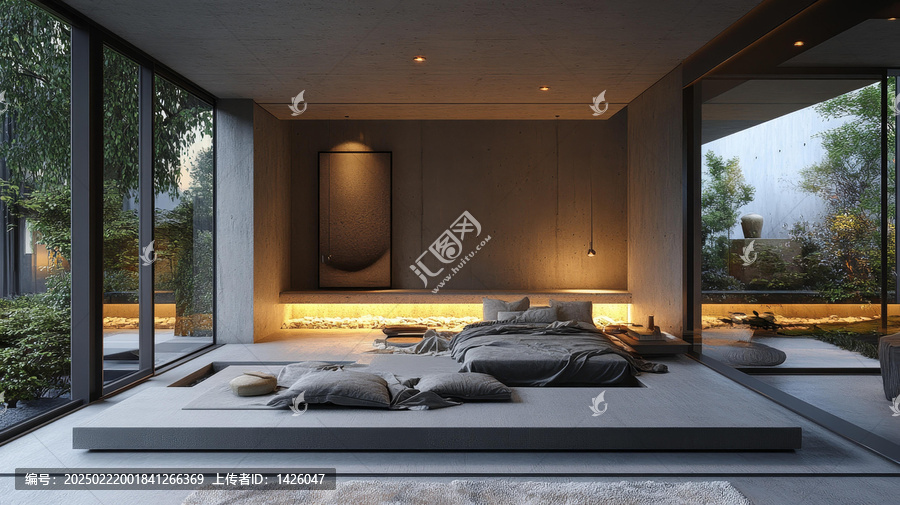 現(xiàn)代極簡風(fēng)格臥室花園景觀