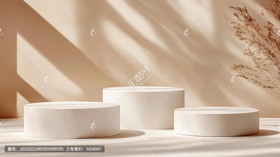 極簡白色產(chǎn)品展示臺自然光背景圖