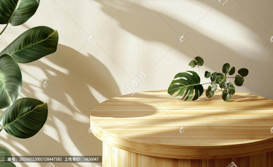 簡(jiǎn)約木質(zhì)展示臺(tái)搭配綠植