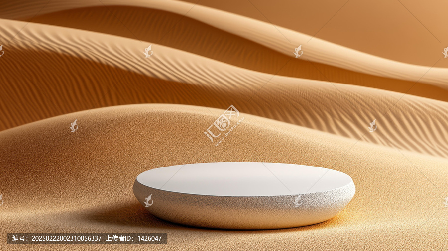 沙漠場景與白色展示臺