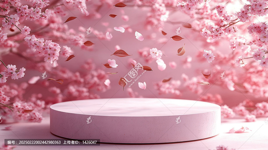 粉嫩櫻花背景展示臺(tái)