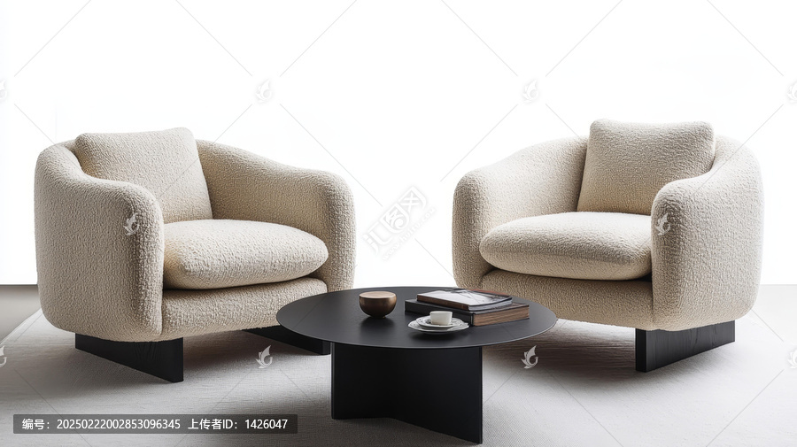 現(xiàn)代奶油羊毛扶手椅設(shè)計