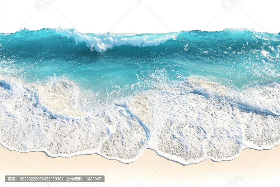 海浪拍打著沙灘的美麗景色