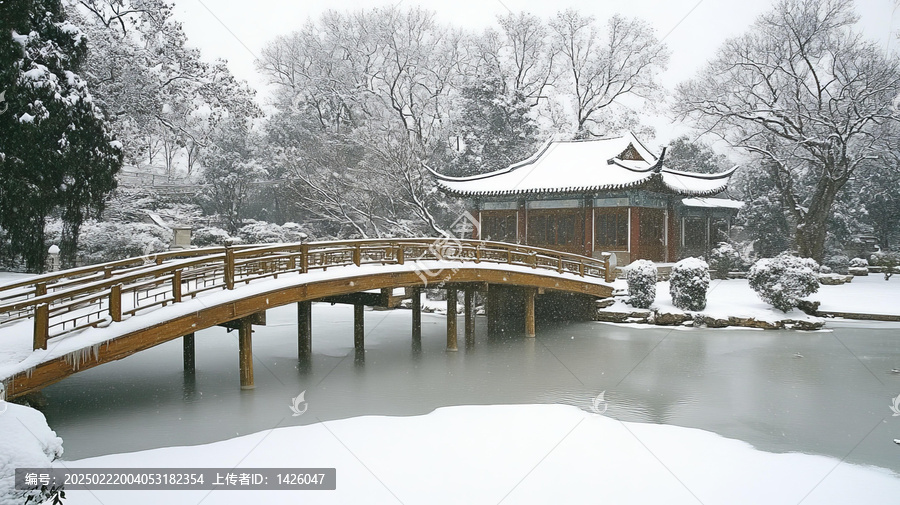 雪后中國園林景色