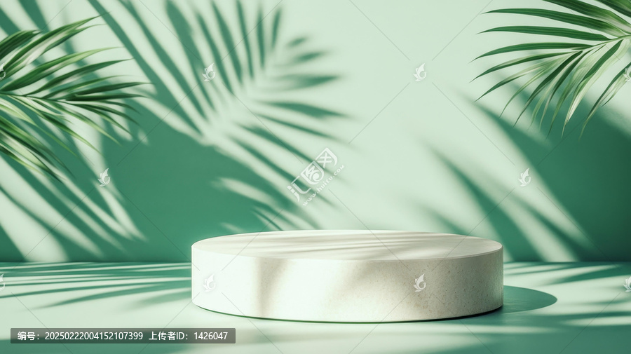 簡約產(chǎn)品展示臺與熱帶陰影