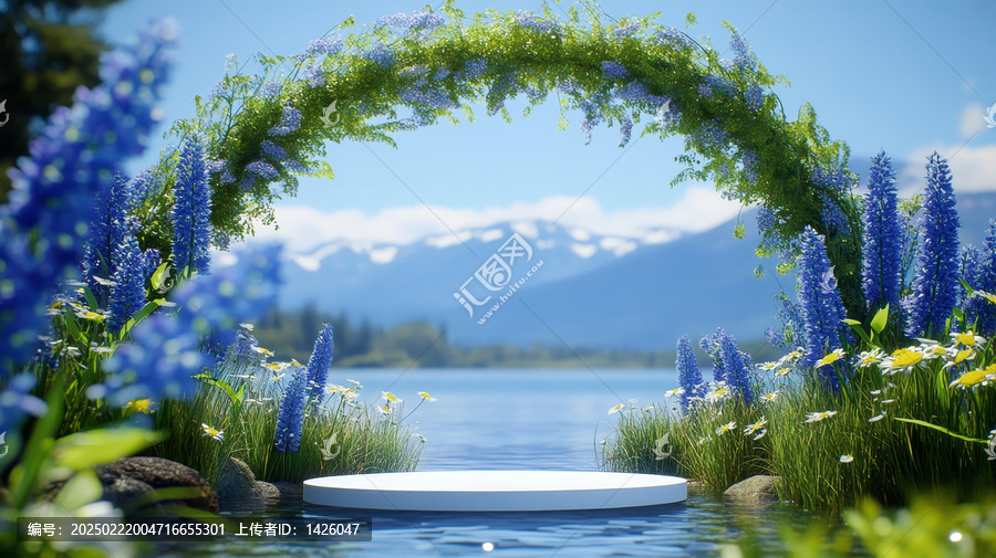 湖邊花卉環(huán)繞的唯美場(chǎng)景