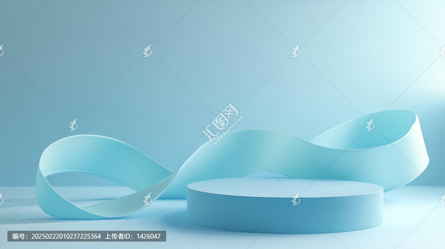 抽象淺藍(lán)色幾何背景帶絲帶