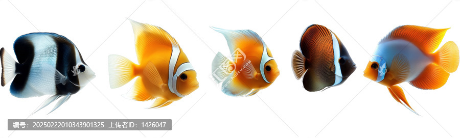 [免摳素材]五條色彩斑斕的熱帶魚(yú)