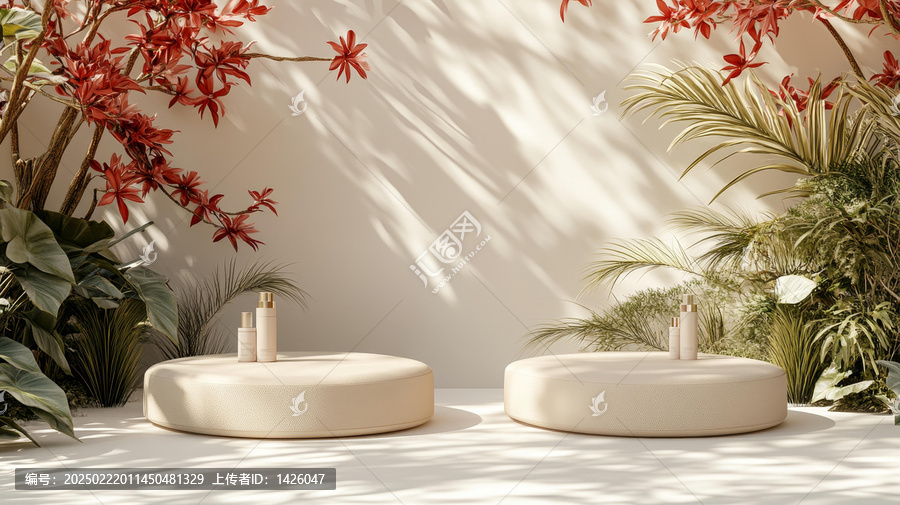 自然花卉美容產(chǎn)品展示臺(tái)