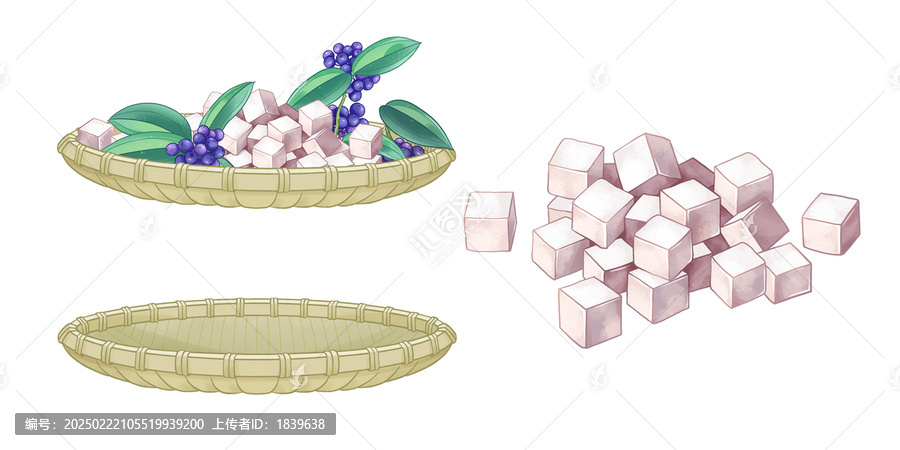 中藥茯苓插畫(huà)簸箕素材