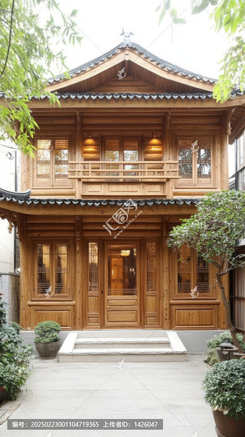 中式庭院木結(jié)構(gòu)建筑外觀