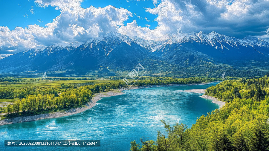 壯麗山脈河流景觀