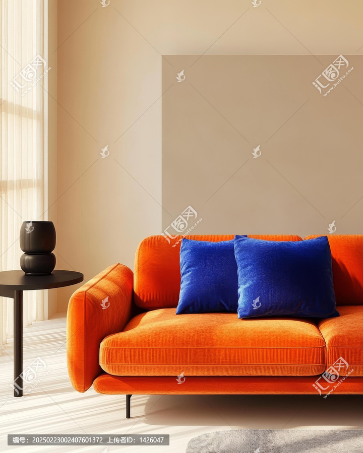 現(xiàn)代橙色沙發(fā)室內(nèi)設(shè)計(jì)