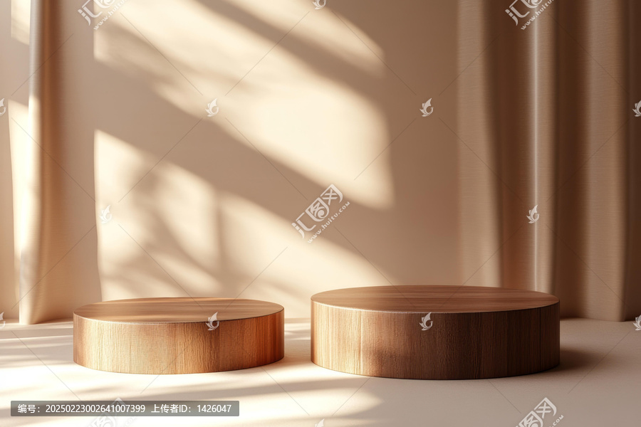 淺褐色木質(zhì)展示臺