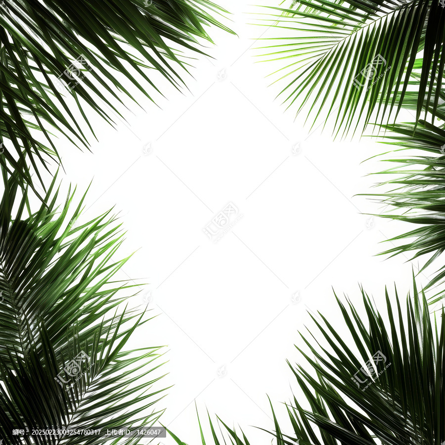 熱帶棕櫚葉框架背景圖