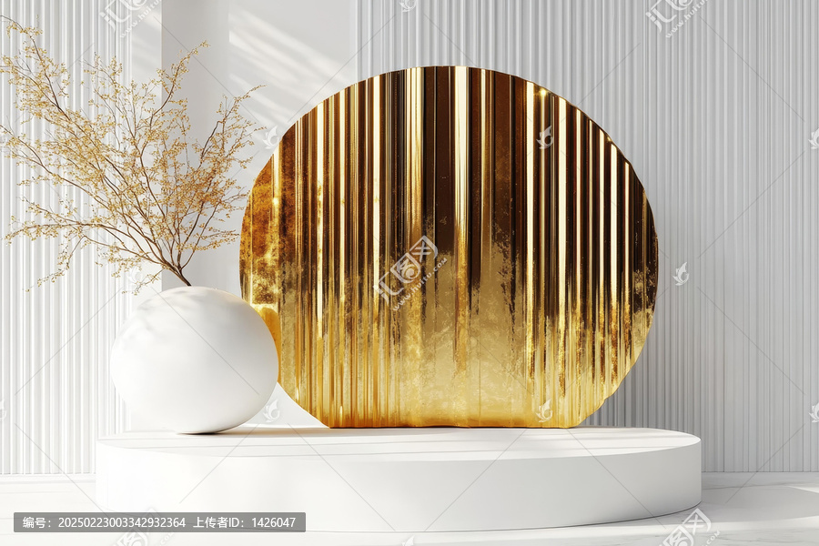 現(xiàn)代極簡(jiǎn)風(fēng)格金色白色展示臺(tái)