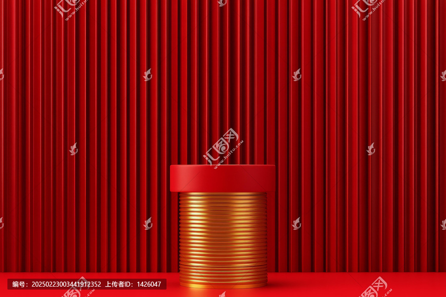 紅色幕布金色展示臺(tái)設(shè)計(jì)