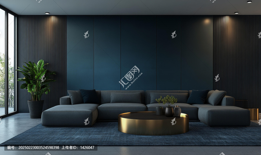 現(xiàn)代深藍色客廳室內(nèi)設計