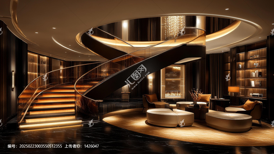 豪華現(xiàn)代室內(nèi)設(shè)計(jì)螺旋樓梯
