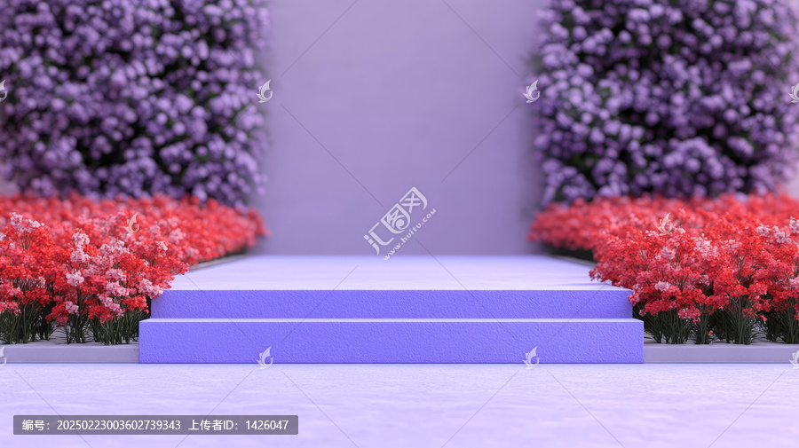 淡紫色花卉展臺背景圖