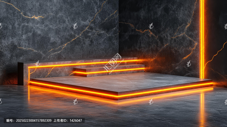 暗黑大理石展臺(tái)霓虹燈光