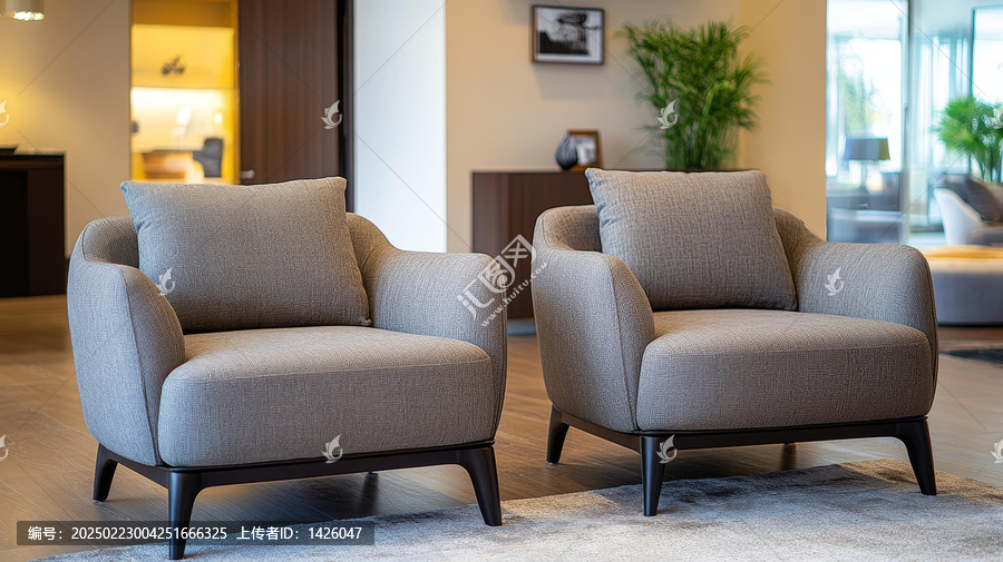 現(xiàn)代灰色扶手椅時(shí)尚客廳