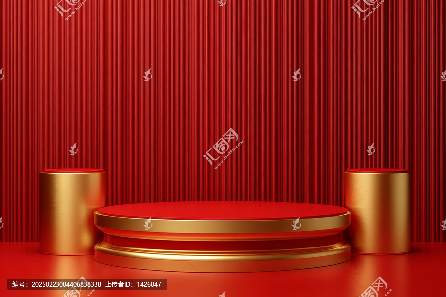 金色展臺(tái)紅色背景