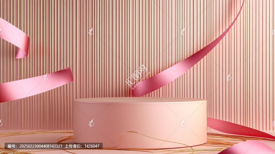粉紅色絲帶裝飾展示臺(tái)
