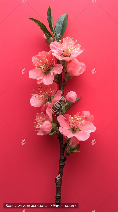 粉色花枝鮮艷背景圖