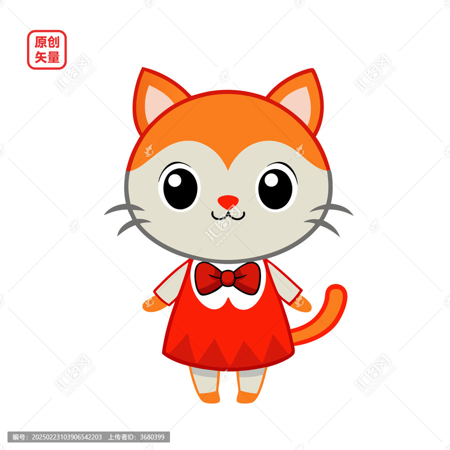 矢量插圖動(dòng)物戴蝴蝶結(jié)小貓