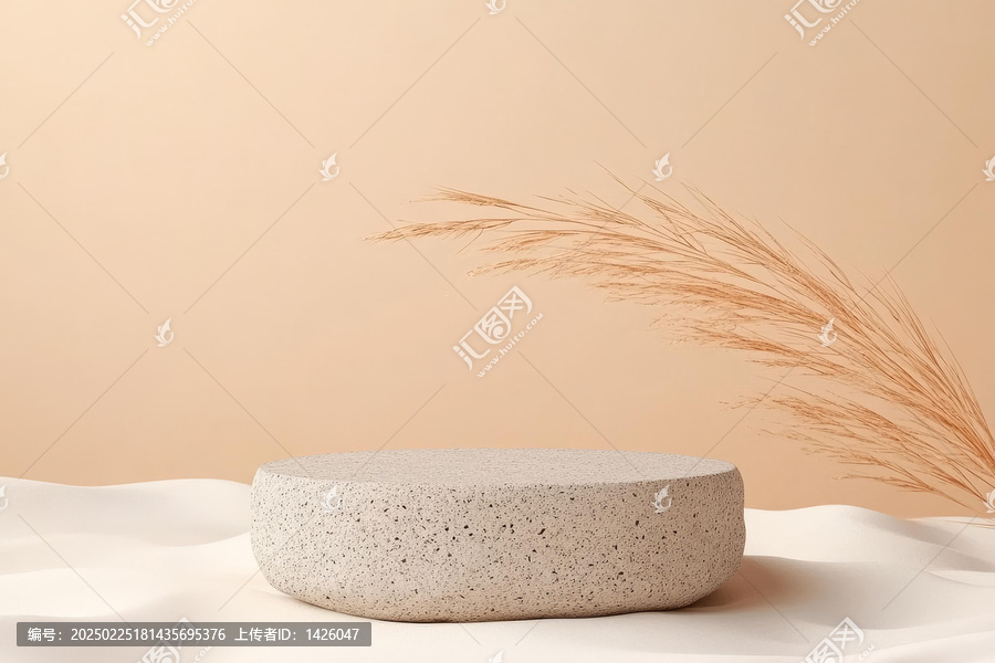 抽象極簡展示臺與干花