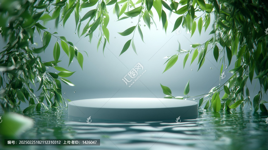 自然清新產(chǎn)品展示臺(tái)背景圖