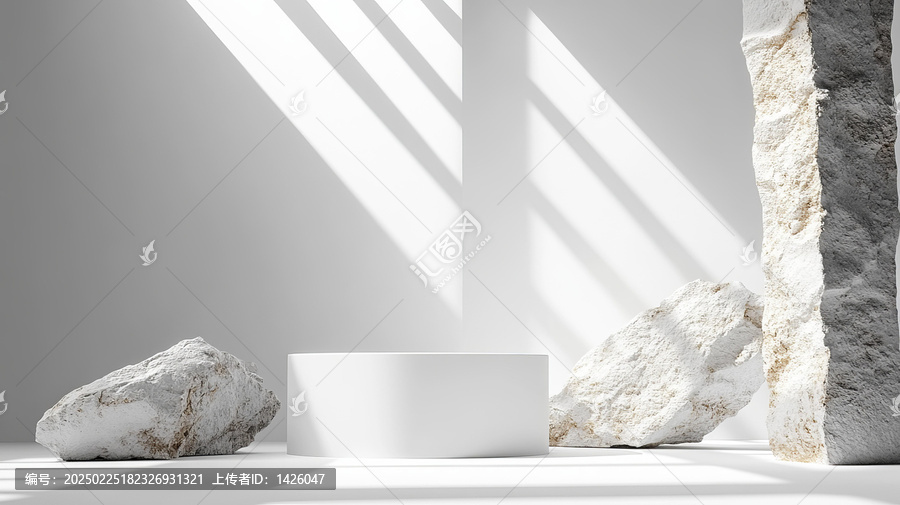 極簡(jiǎn)主義白色石頭展示臺(tái)