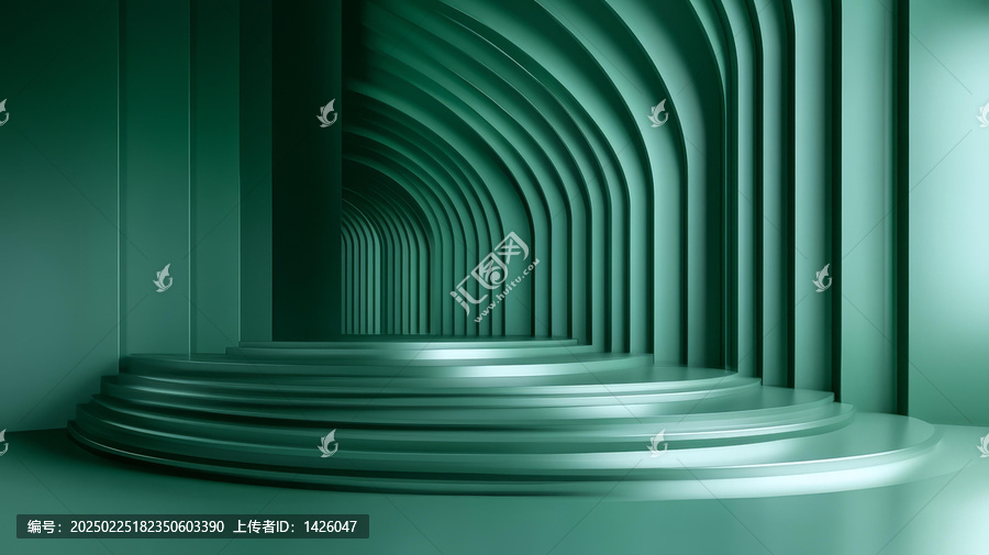 抽象綠色建筑舞臺設(shè)計
