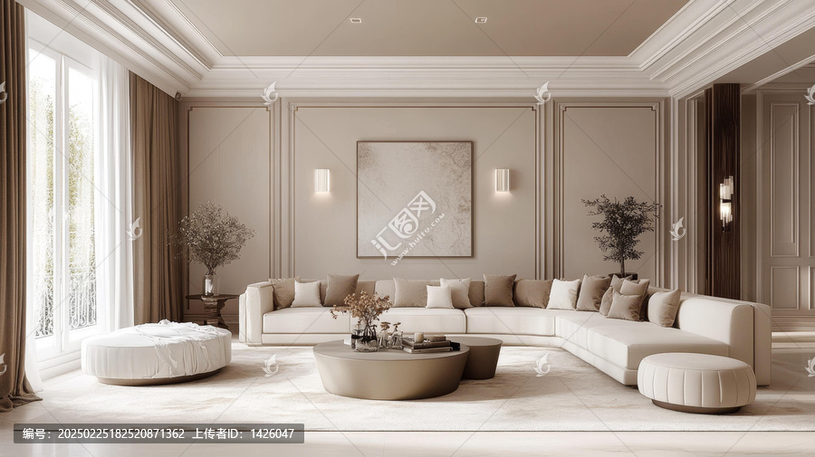 奢華現(xiàn)代米白色客廳設(shè)計(jì)