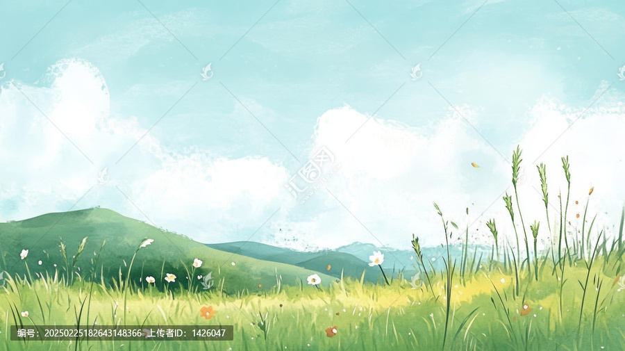美麗夏日草地風景